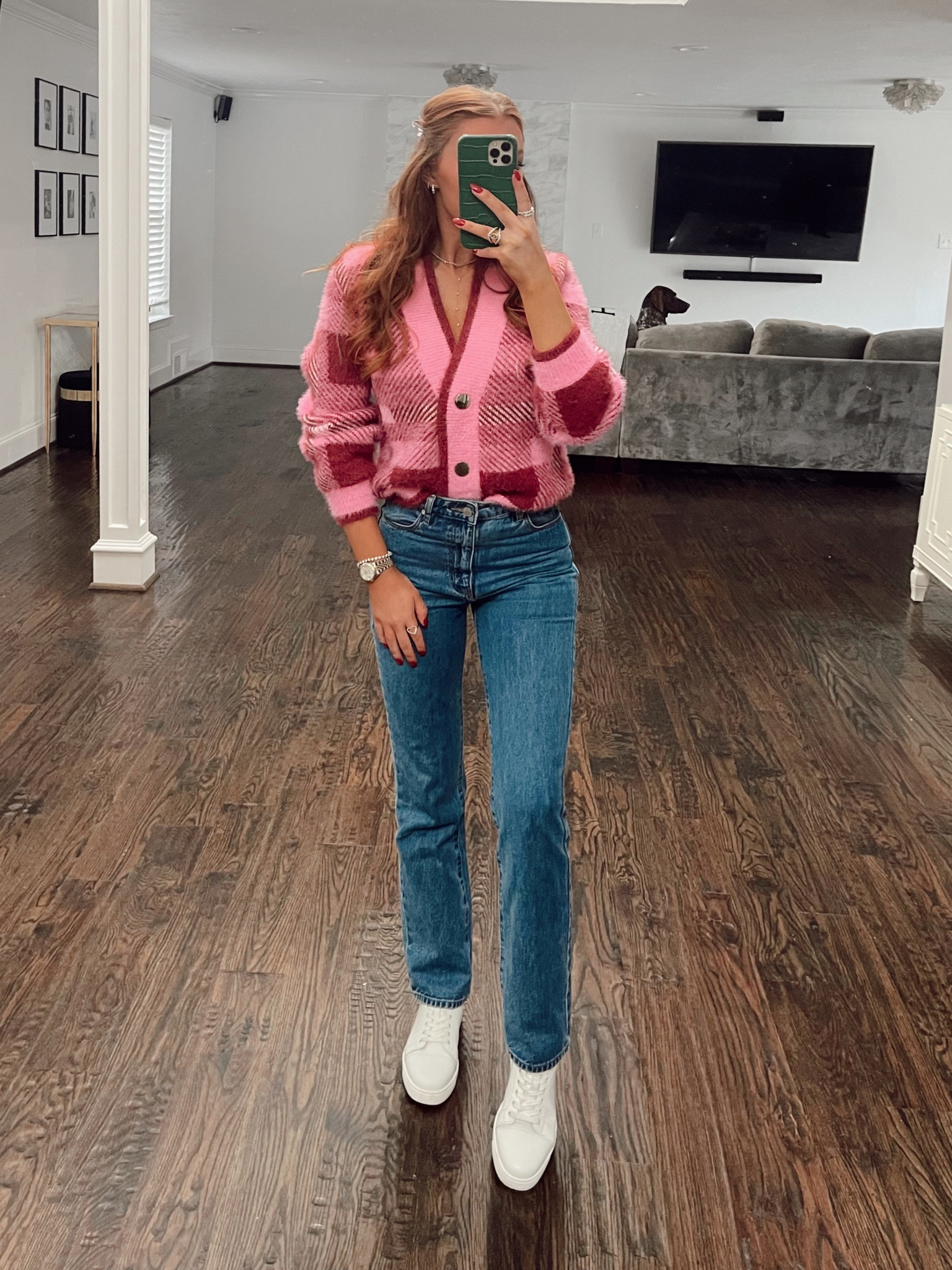 Monday ootd. Outfit ideas. Pink sweater. Vici. Vici dolls. Vici outfit. Straight leg jeans. Christian Louboutin sneakers. Christian Louboutin. Original straight leg jeans. Rollas jeans. Spray tan. Butterfly clip. Heartless hair wrap  

#LTKbeauty #LTKunder100 #LTKstyletip