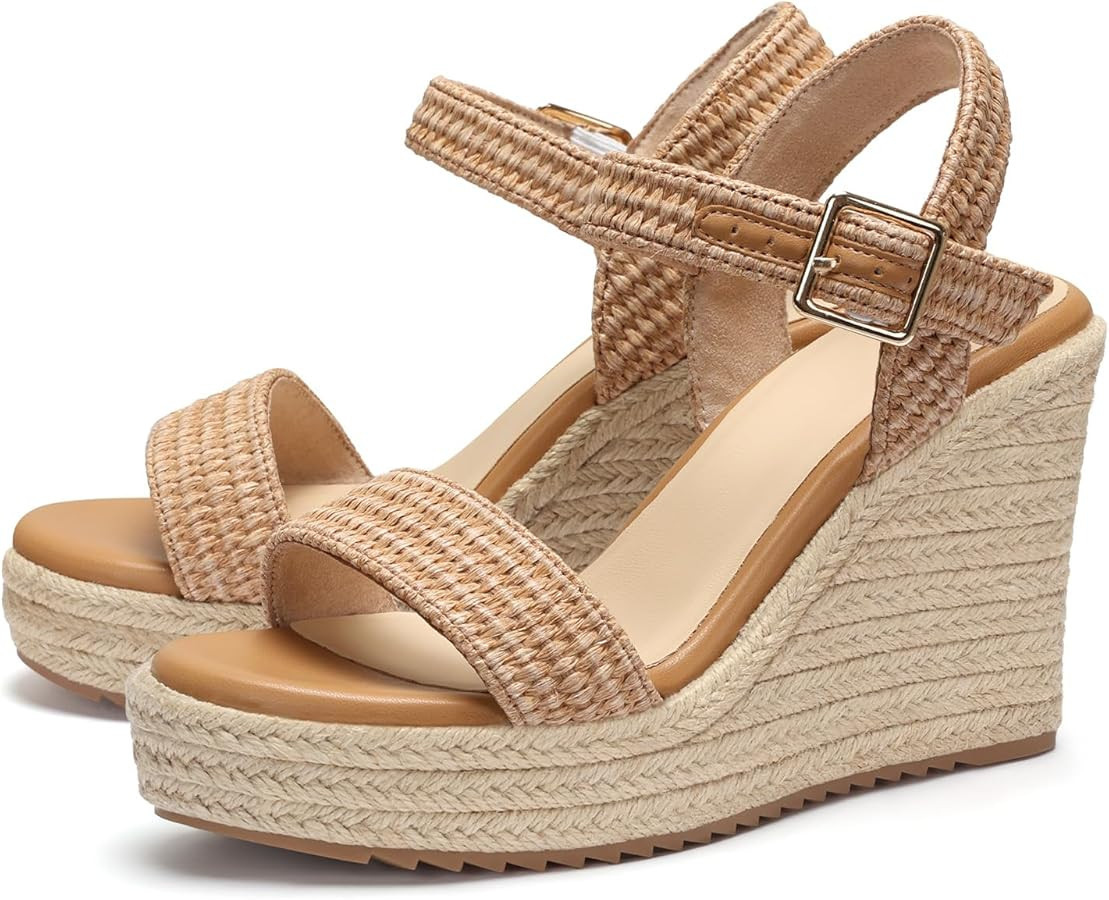 VICKI·VICKI Wedges for Women Platform Sandals Wedge Heels for Sandals Comfortable Summer Espadri... | Amazon (US)