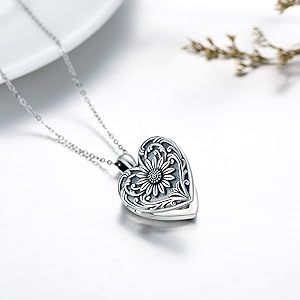 SOULMEET Sunflower Heart Shaped Locket Necklace That Holds Pictures Photo Keep Someone Near to Yo... | Amazon (US)