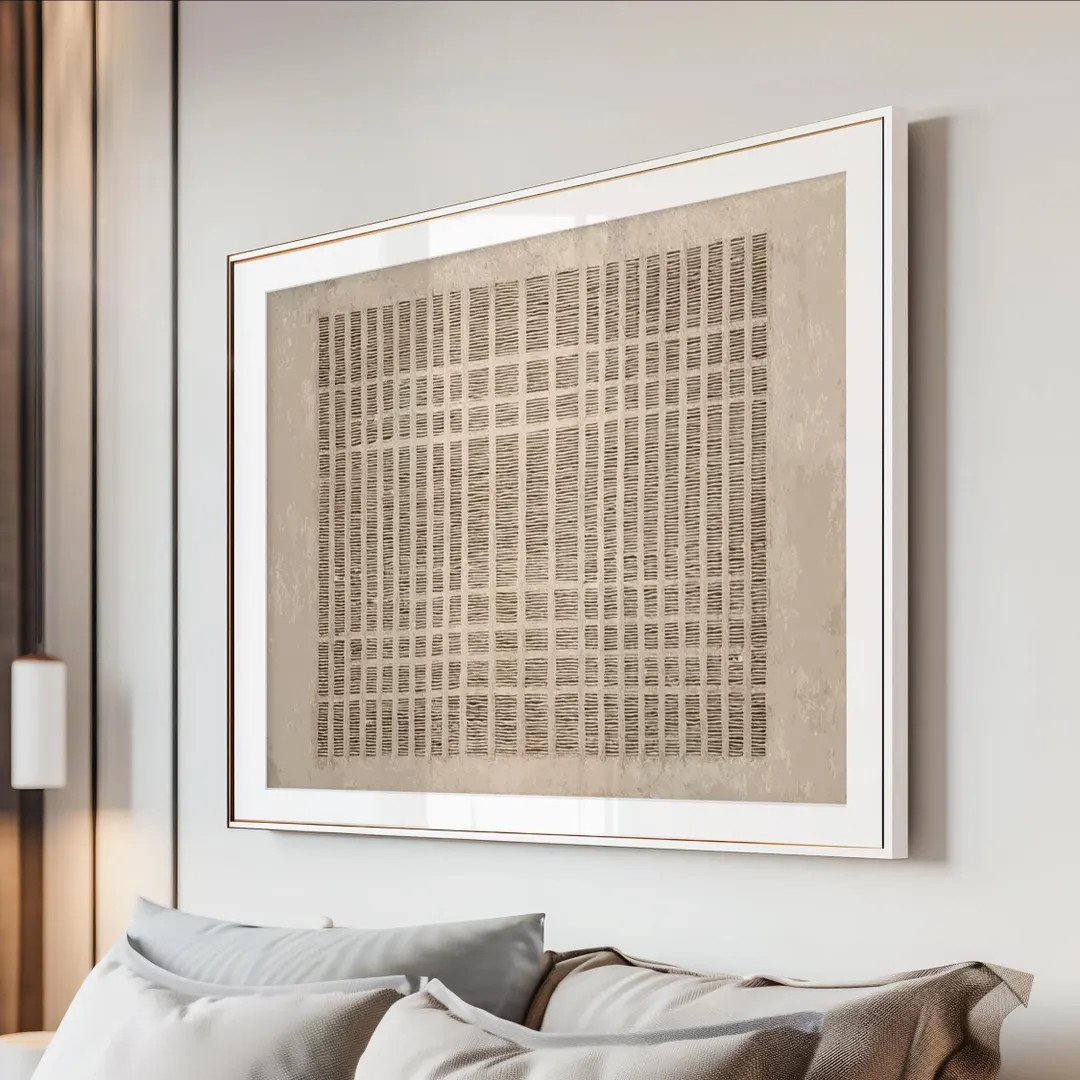 Neutral Linework Grid: Minimalist Geometric Abstract Painting (Digital Download) | Etsy (US)