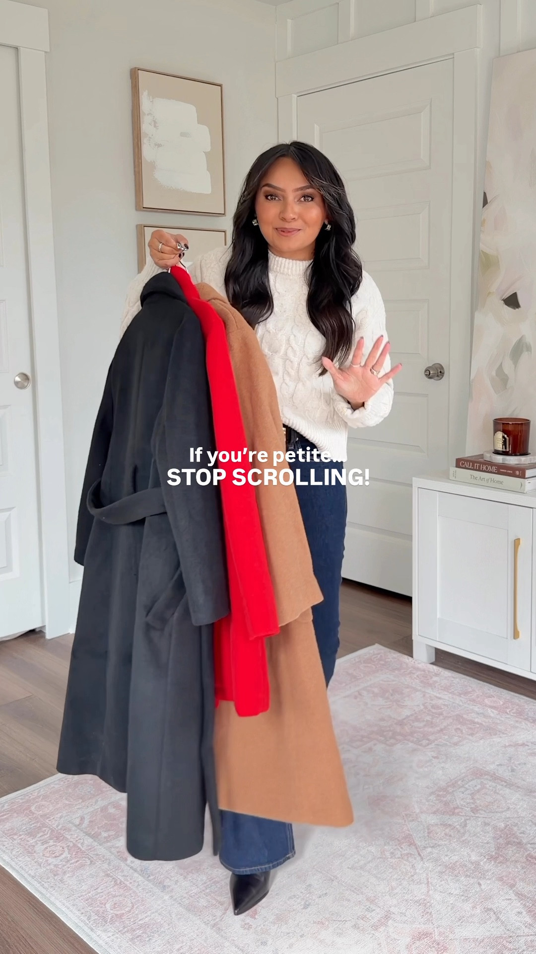 Fall and winter coats that come in petite sizing - they even run small!
For reference: I’m 5’0, 32b bra size, and 2/26 in bottoms, pear shaped. 
*Everything I share is unaltered! TTS means true to size.

Heather camel coat size xs petite TTS but if you wear a lot of layers or have a bigger bust, size up a size
Black belted wrap coat size size 2 petite - I sized up one size
Navy cropped swing coat size - size xs petite TTS
Red cardinal city coat size size 2 petite - I sized up a size 
Vintage burgundy lady day coat size 2 petite, I sized up a size and still found this coat to run small. I recommend sizing up two sizes
Cream sweater size xs TTS
Black belt size xs TTS
Dark rinse jeans size 26 short TTS
Black leather boots size 5.5 TTS





petite coats
petite outerwear
j.crew factory coats
petite winter coats
fall coats for petites
petite trench coat
petite wool coat
petite puffer jacket
j.crew factory fall finds
petite friendly jackets
petite capsule wardrobe
petite fashion finds
petite fall outfits
winter coats for petites
short girl fashion
Rachel Miranda Blog
Honeysweetpetite
Honey Sweet Petite


#LTKStyleTip #LTKPetite #LTKSaleAlert