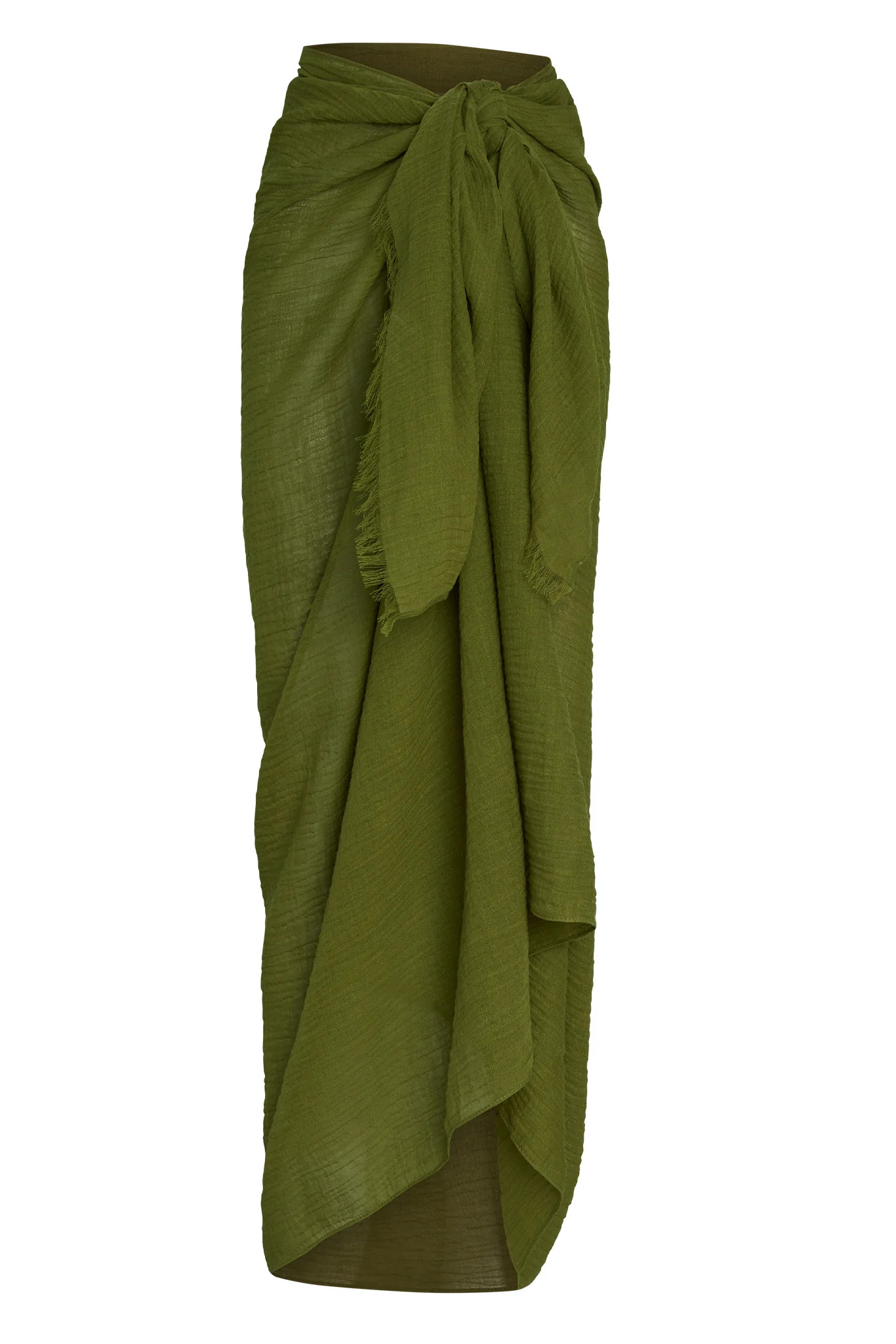 St. Tropez Sarong - Olive Crinkle Linen | Monday Swimwear