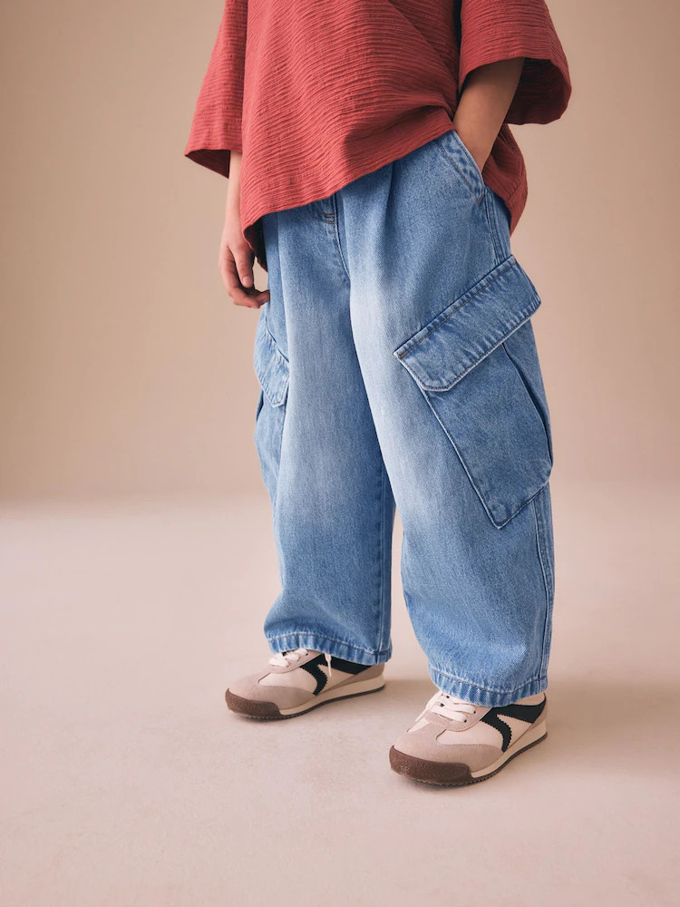 Mid Blue Denim Cargo Barrel Jeans (3-16yrs) | Next US