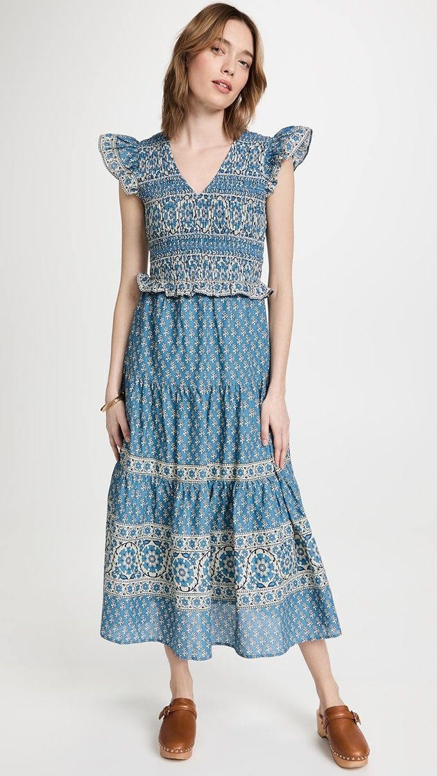 Smocked Tiered Midi Dress | Shopbop