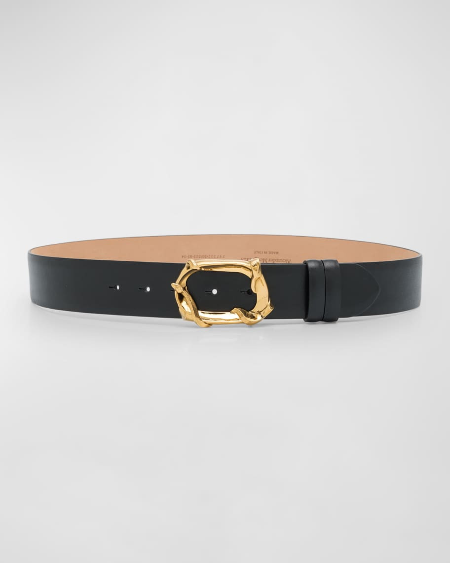 Snake Buckle Leather Belt | Neiman Marcus