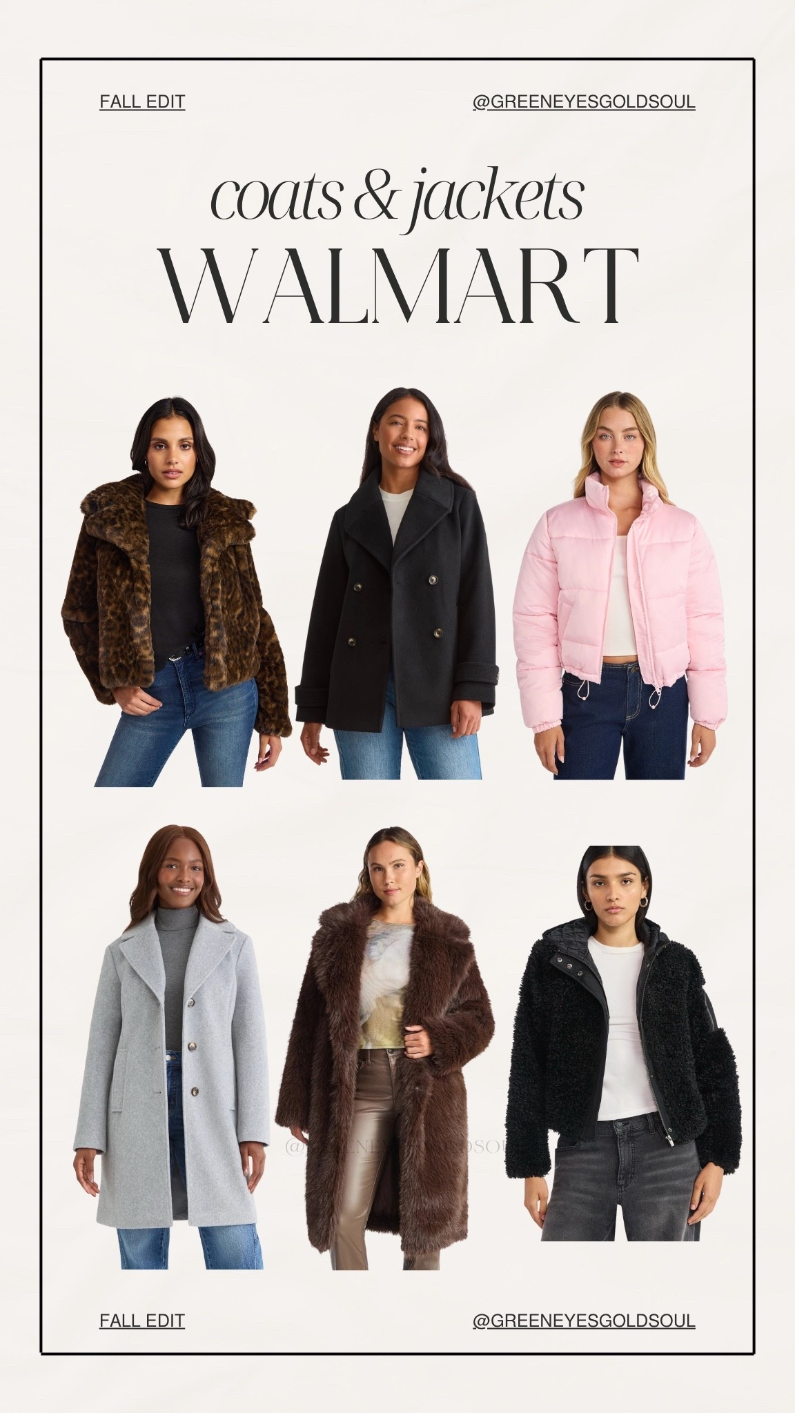 Walmart - women’s coats & jackets! 🤎

Puffer, pea coat, fuzzy, trench, fur, leopard, fall, winter, travel

#LTKFindsUnder100 #LTKSeasonal #LTKFindsUnder50