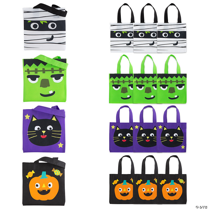 6" x 6" Mini Nonwoven Ghoul Gang Tote Bags - 12 Pc. | Oriental Trading Company