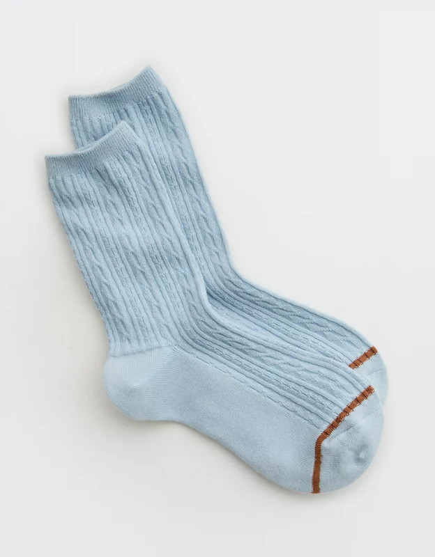 Aerie Solid Cable Crew Socks | Aerie