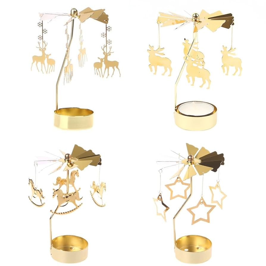 4 Stück Rotierender Kerzenhalter,Karussell Silber Teelichthalter Kerzenhalter Kerzenständer mit... | Amazon (DE)