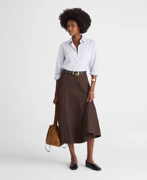 Paneled Midi Skirt in Cotton-Blend Twill | Madewell