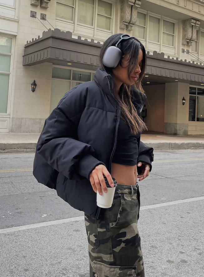 Abe Puffer Jacket Black | Princess Polly US