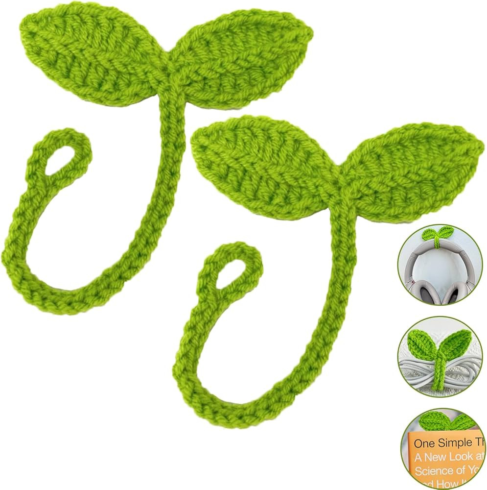 JoyChoi Crochet Accessories, 2PCS Knitted Leaf Sprout, Handmade Cute Funny Gifts, as DIY Headphon... | Amazon (US)