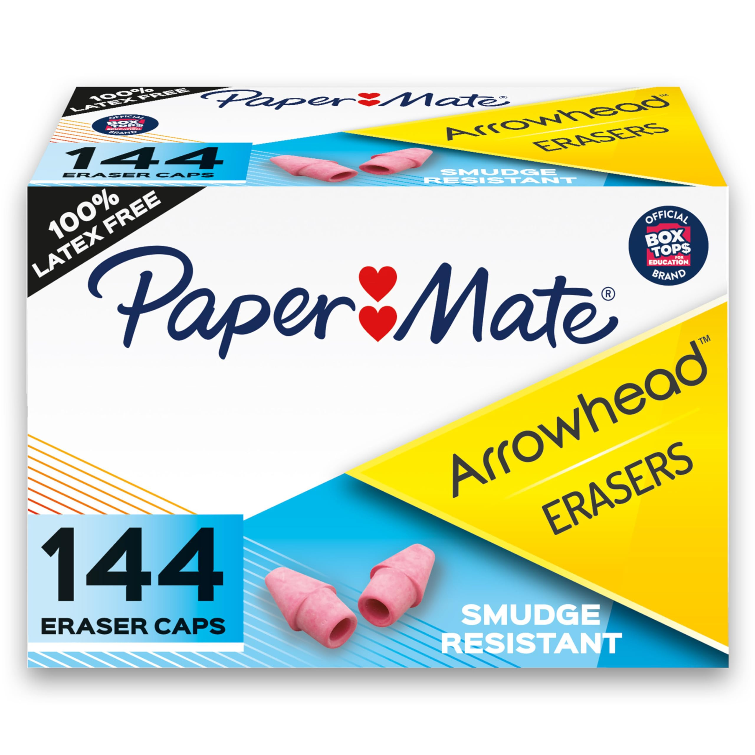 Paper Mate Arrowhead Pink Pearl Cap Erasers, 144 Count - Back to School, Classroom, Homeschool, T... | Amazon (US)