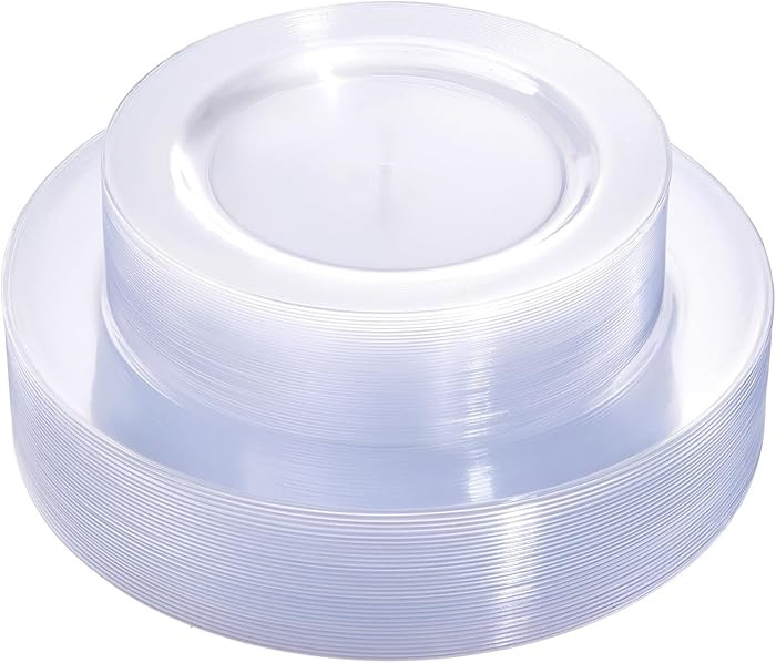 FLOWERCAT 60PCS Clear Plastic Plates - Disposable Clear Plates Heavy Duty for Christmas Party/Wed... | Amazon (US)