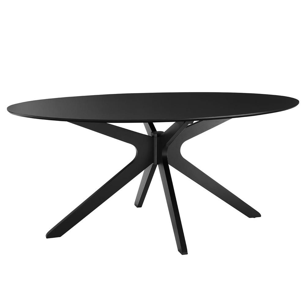 Modway Traverse 71"" Oval Dining Table Seats 6 in Black Black | The Home Depot
