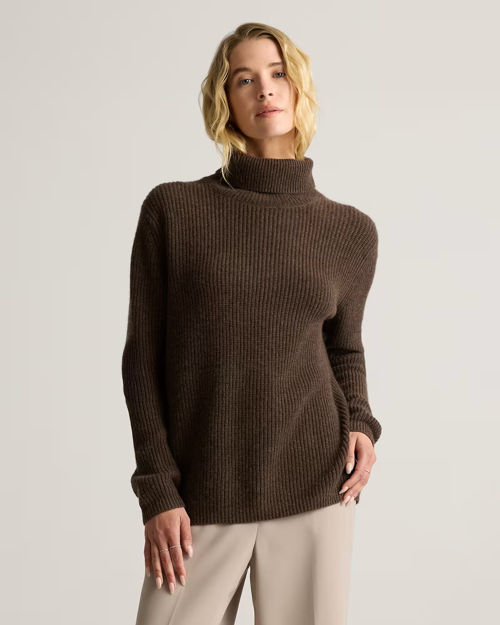 Mongolian Cashmere Fisherman Turtleneck Sweater | Quince