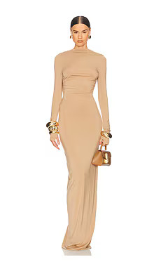 Helsa Jersey Backless Maxi Dress in Nude from Revolve.com | Revolve Clothing (Global)