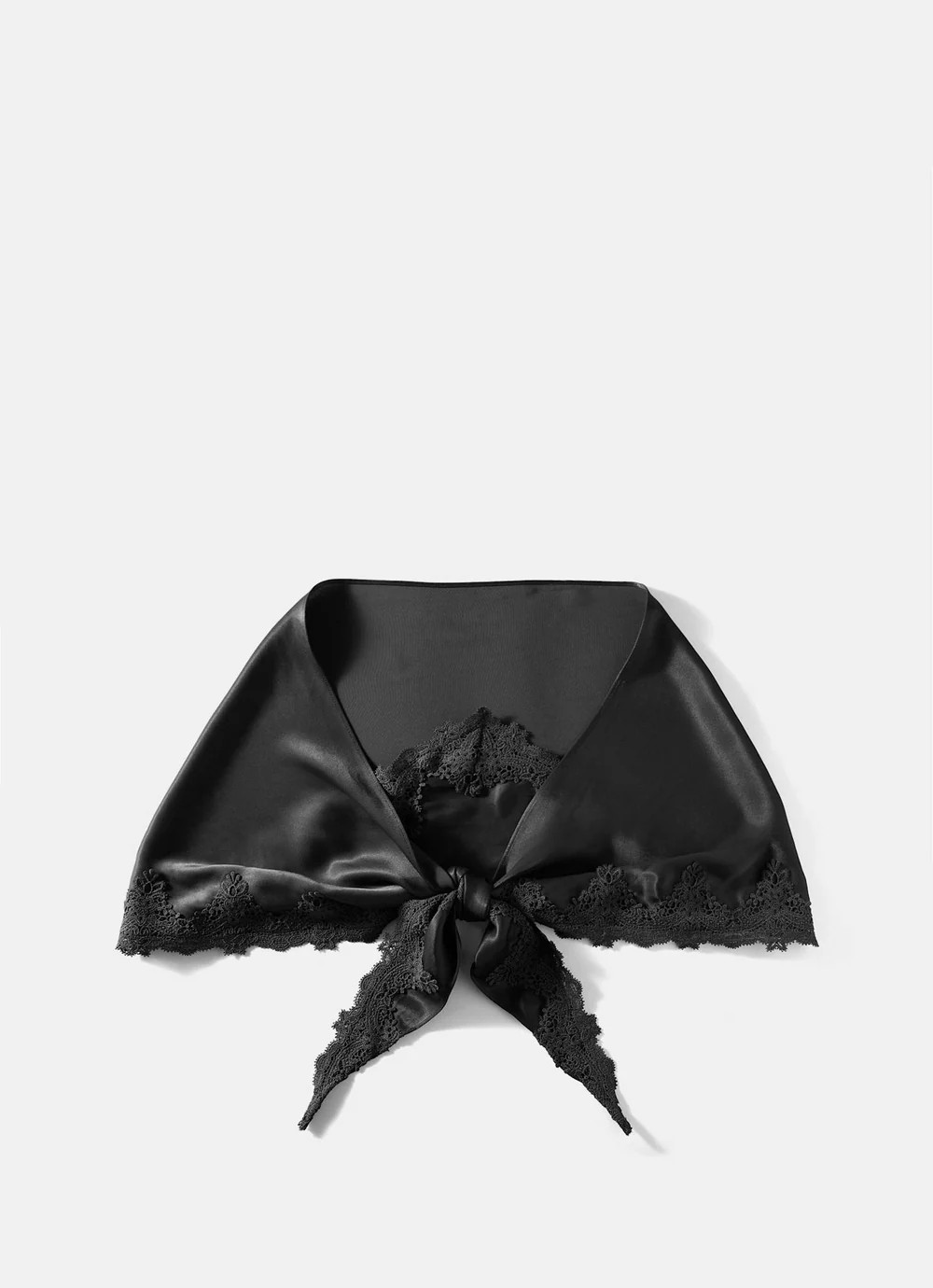 Black Satin Lace Trim Scarf | Mint Velvet