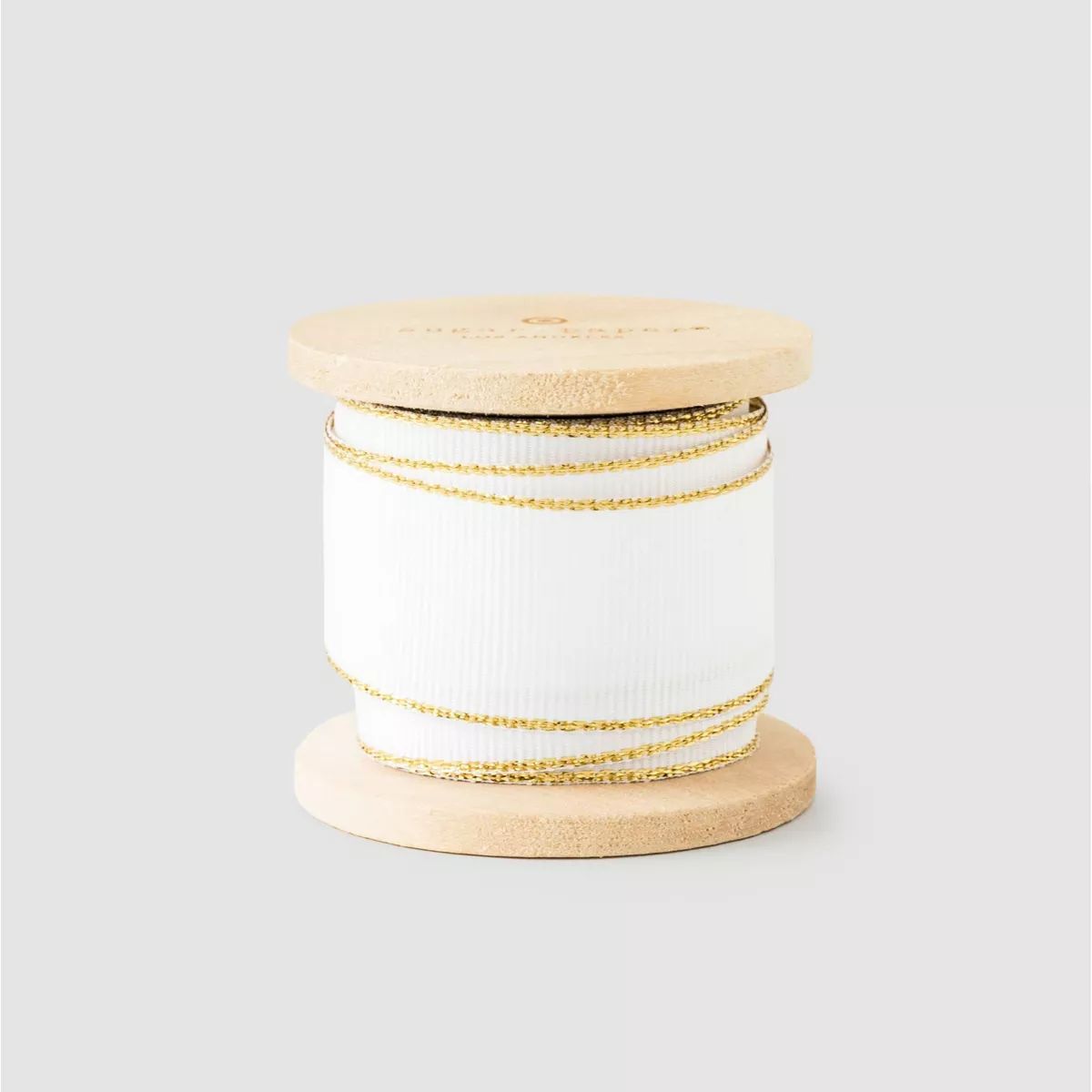 1" Grosgrain Fabric Ribbon 15' White/Gold Edge - Sugar Paper™ + Target | Target