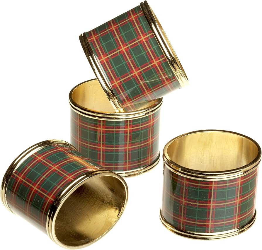 Lenox Nouveau Plaid Napkin Rings, Set of 4 | Amazon (US)