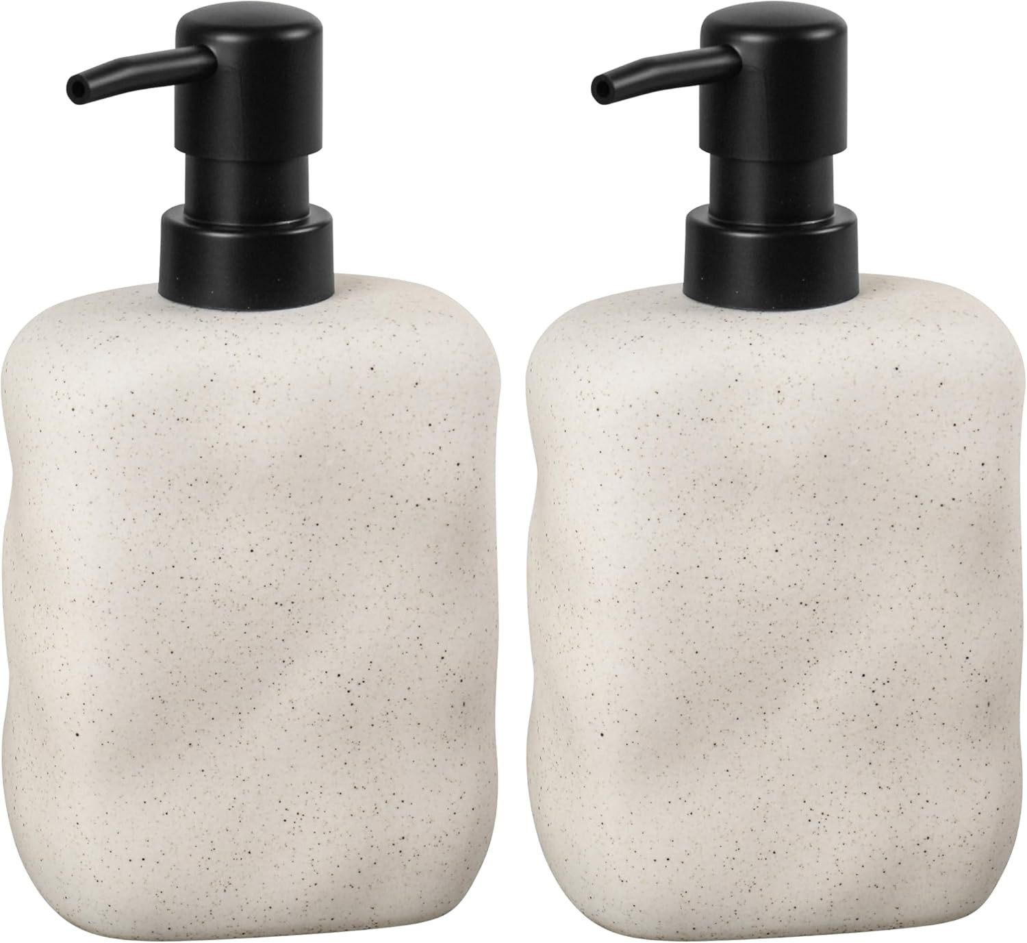 Modern Ceramic Soap Dispenser, Beige Speckled Finish, Black Pump Top, Refillable Liquid Container... | Amazon (US)