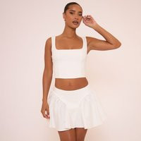 Square Neck Fitted Top In White, Women's Size UK 8 | EGO (UK)