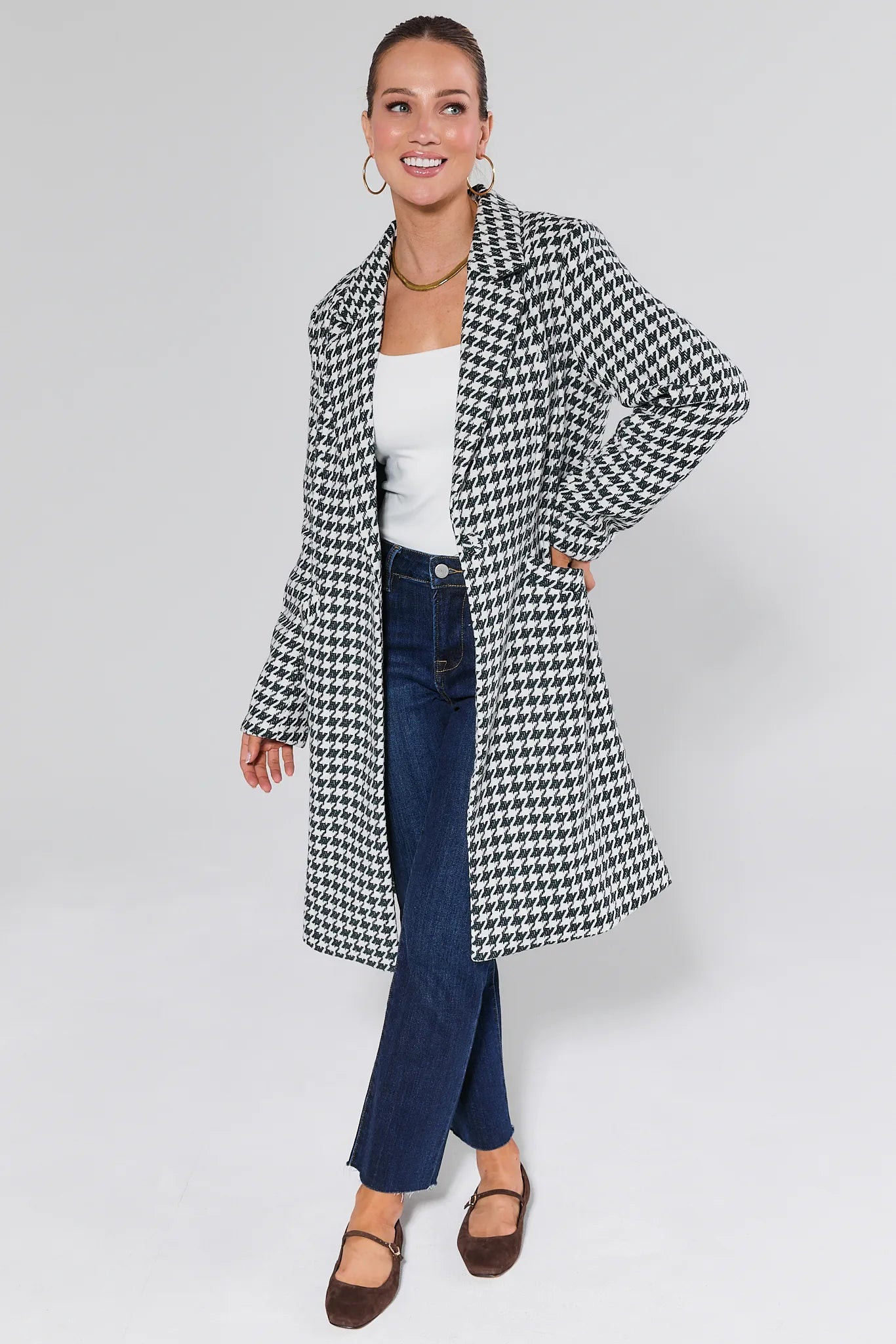 Jonah Green Houndstooth Coat | Avara