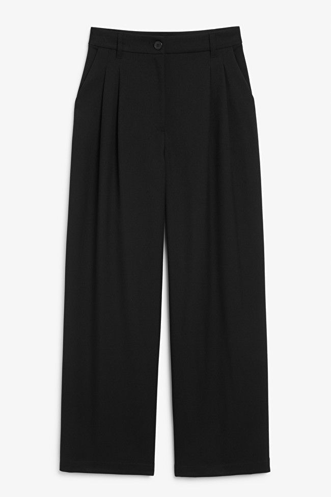 Black wide leg trousers | Monki