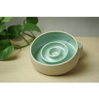 Handmade Turquoise Ceramic Slow Feeder Dog Bowl | Etsy (US)