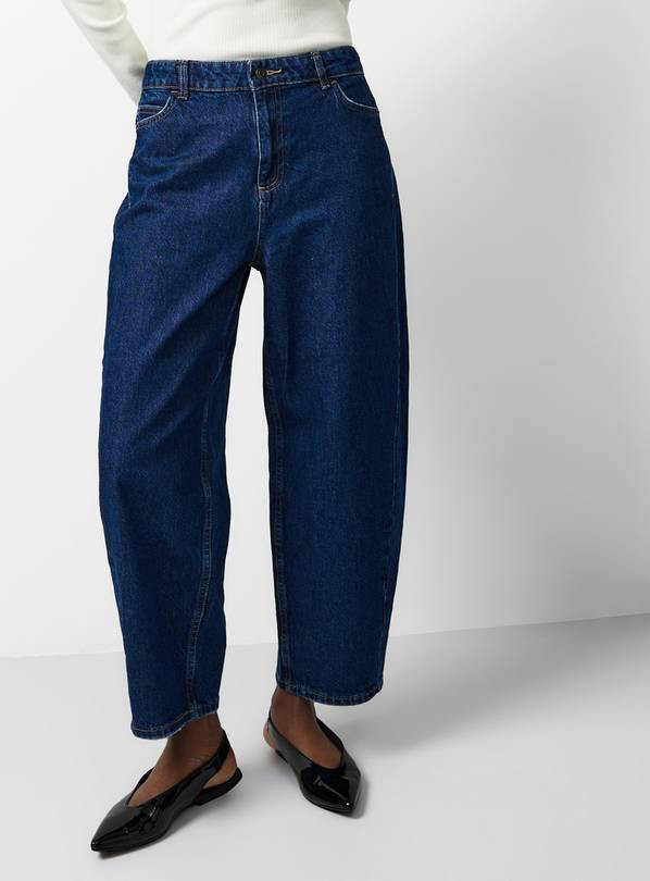 Dark Denim Relaxed Barrel Leg Jeans 12L | Tu Clothing