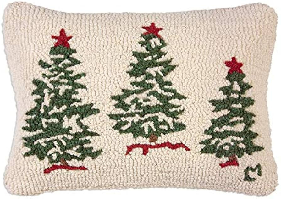Chandler 4 Corners Artist-Designed Trees on White Hand-Hooked Wool Decorative Christmas Throw Pil... | Amazon (US)