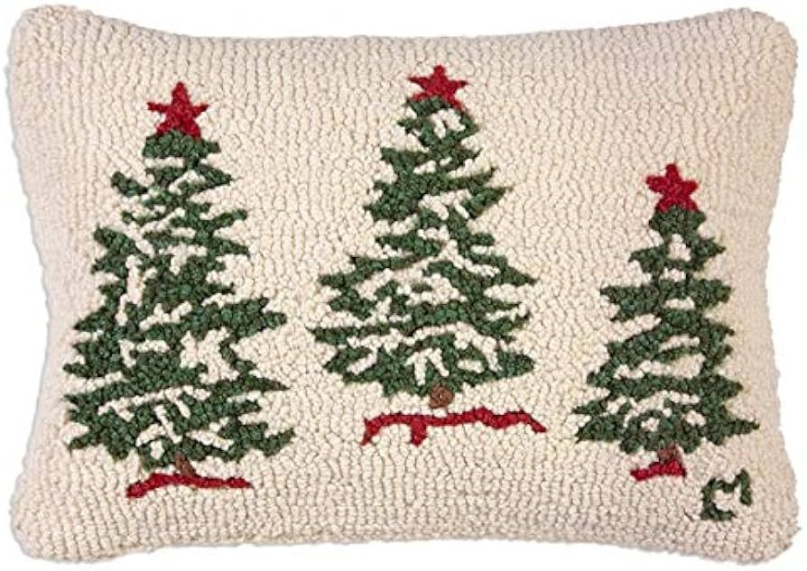 Chandler 4 Corners Artist-Designed Trees on White Hand-Hooked Wool Decorative Christmas Throw Pil... | Amazon (US)