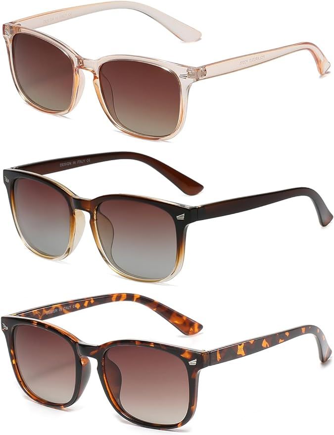 DUSHINE Polarized Sunglasses for Women Classic Retro Style 100% UV Protection (3 Pack) | Amazon (US)