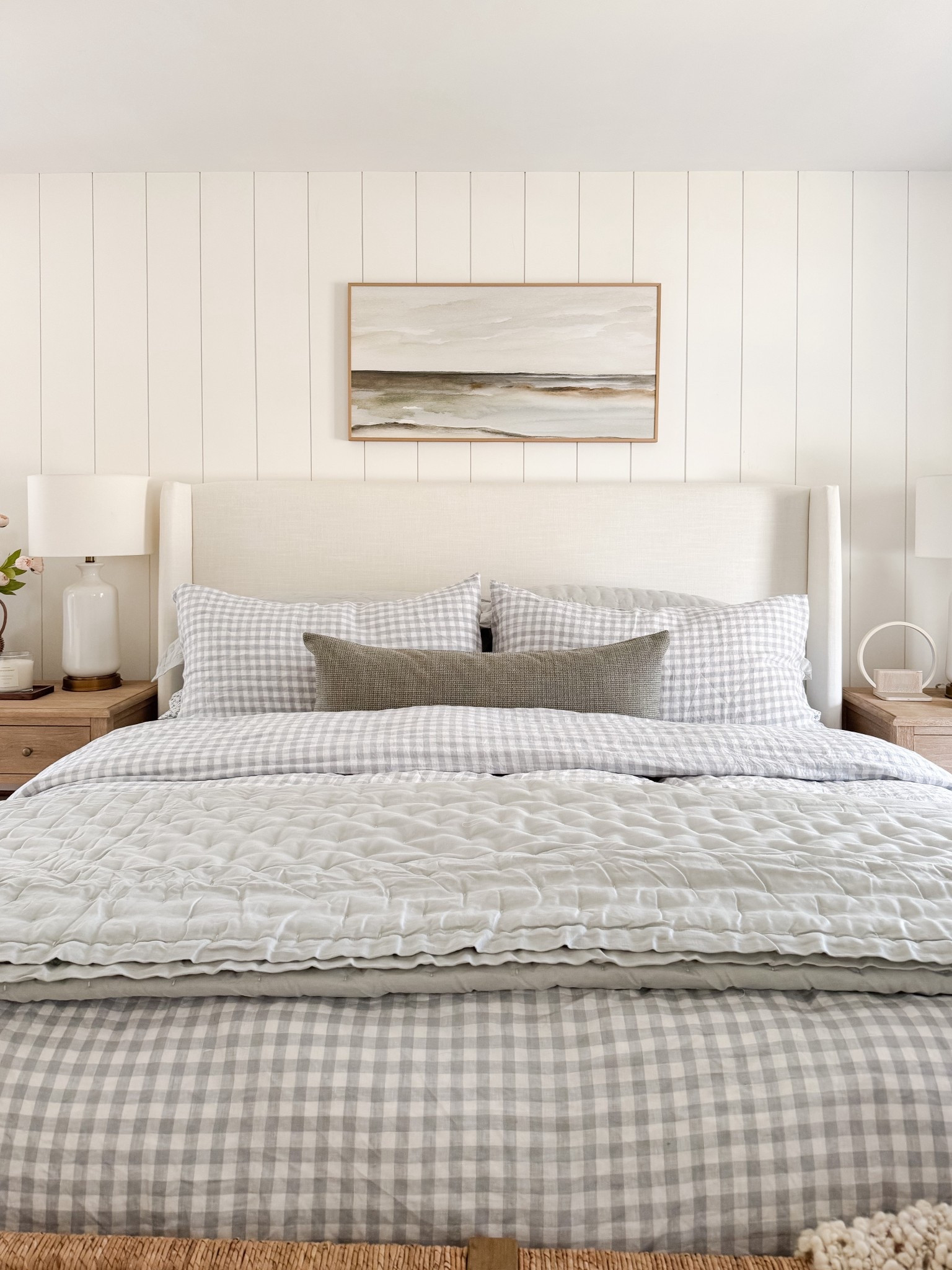 A cozy and welcoming coastal  bedroom 🤍 This bedding has the prettiest checkered pattern—and it’s such a great price point! It comes in several color options and washes well.

#LTKHome