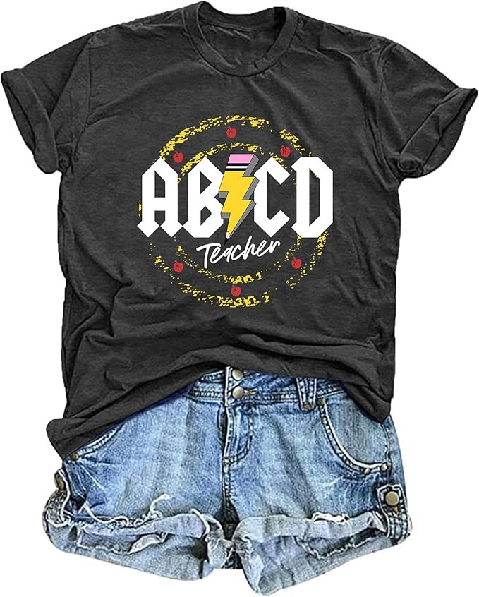 LHBNK Teacher Shirts Women ABCD Teacher Tshirt Teacher Life Shirt Tops Back to School Gifts Casua... | Amazon (US)