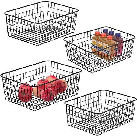 HDYOUDO Metal Wire Food Storage Basket Organizer with Wooden Handles for Organizing Kitchen Cabin... | Amazon (US)