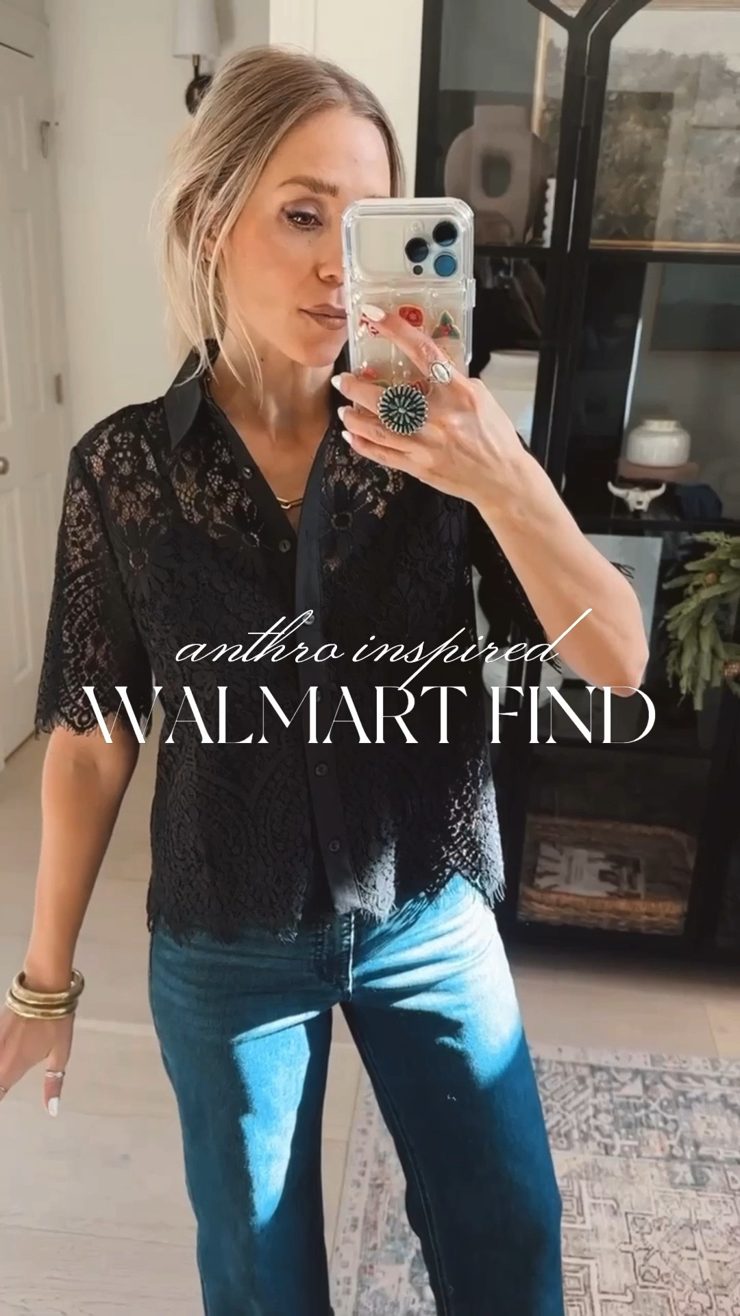 Anthro inspired top only $20 from WALLY-Marto! 🛒🙌🏼🔗 Easily dress up or wear more casual- would make the cutest holiday top. I love the built in cami + the lace details ✨

I’m wearing size xs / down one size from my tts. I would suggest sizing down. 

#LTKHoliday #LTKFindsUnder50 #LTKootd