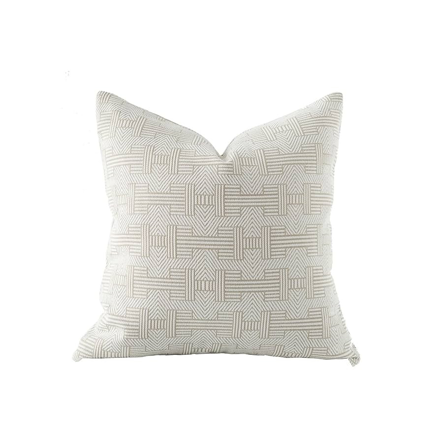 Croker Horse 20x20'' Inches Throw Pillow Cushion Cover - Emma Beige Tawny Birch Stripe Pattern Se... | Amazon (US)