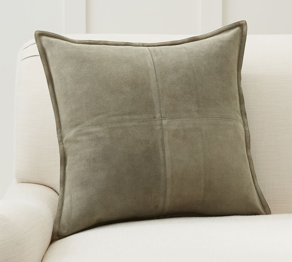 Pieced Suede Throw Pillow | Pottery Barn (US)