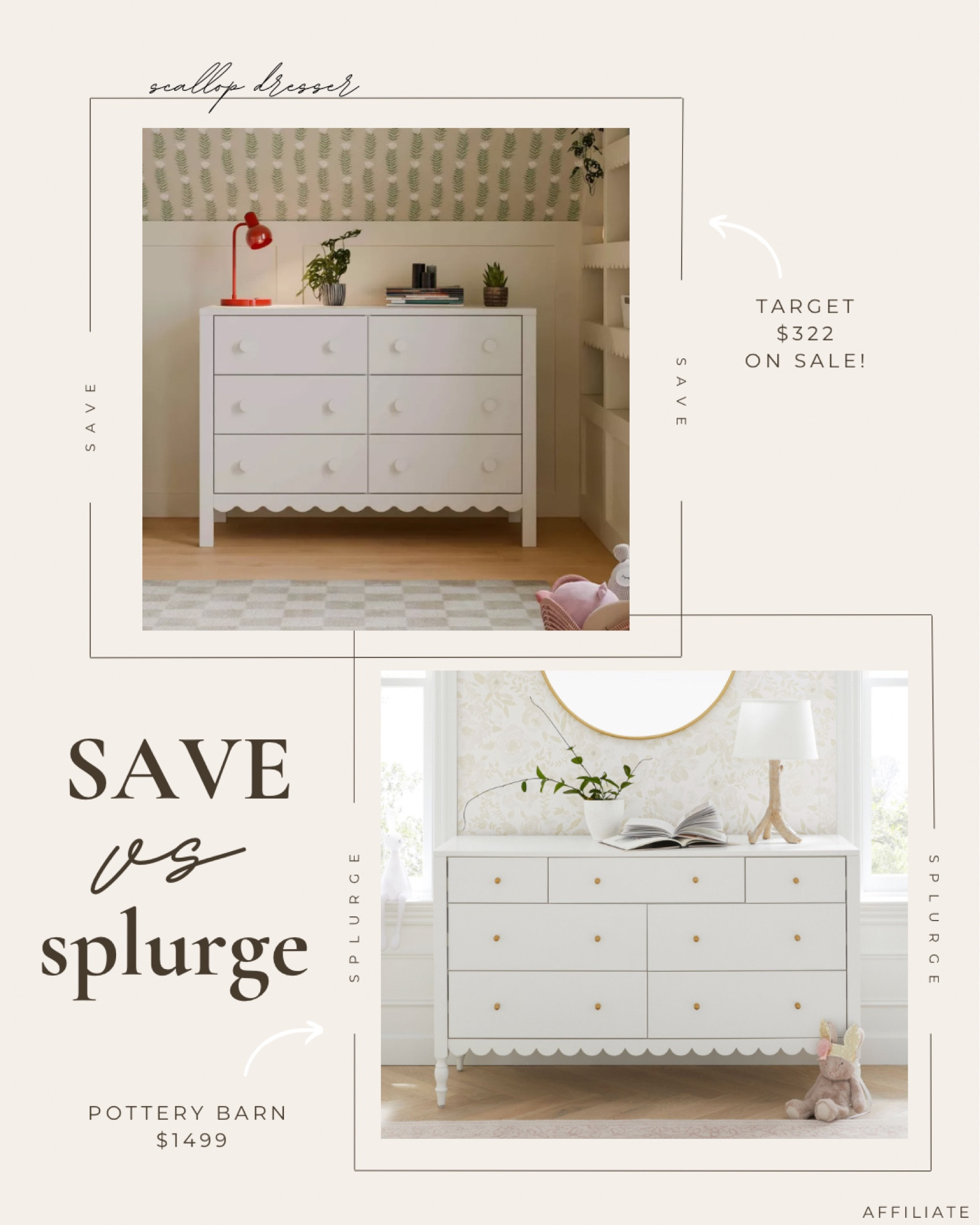 Save or splurge?! Designer look for less 🤍 scallop dresser 

Pottery Barn kids, nursery dresser, white dresser 

#LTKKids #LTKHome #LTKBaby