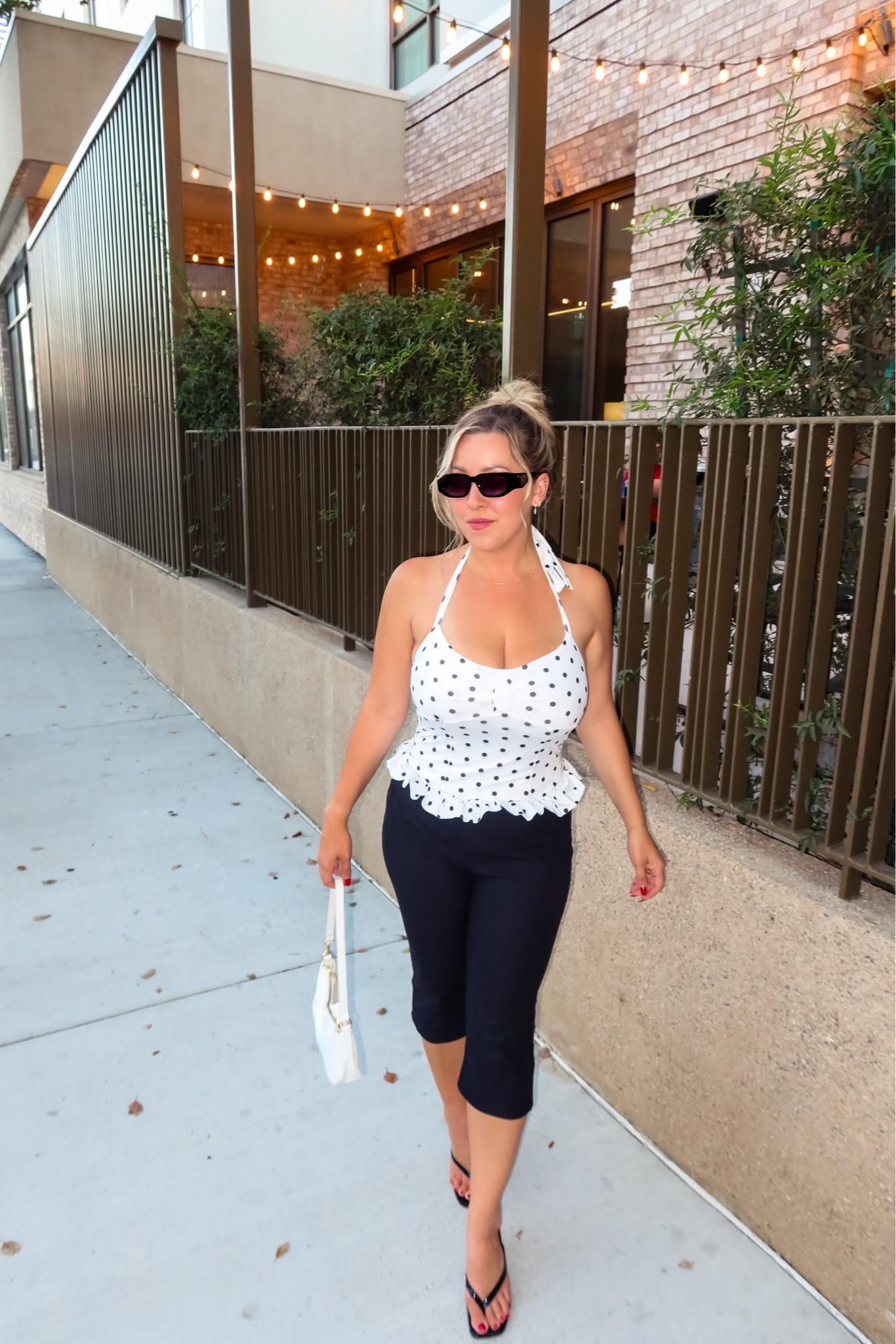 Polka dot halter peplum top
Black capris outfit
Polka dot outfit
Black kitten heels
Polka dot tops

#LTKootd #LTKdayinmylife #LTKU
