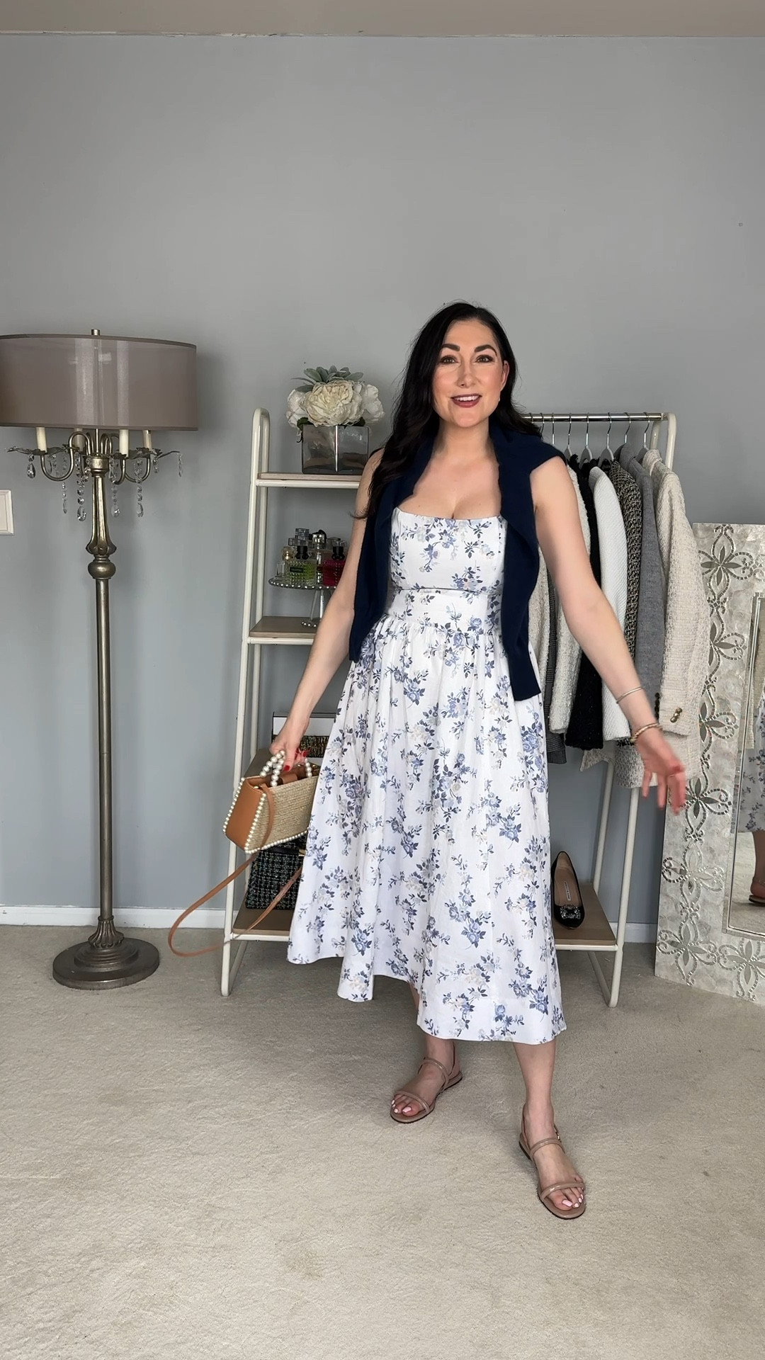 Easter outfit 🩵

Floral linen midi dress size 6, fits small sized up 
Navy cashmere sweater 
Nude sandals size 7

Spring dress 
Summer dress 
Linen dress

#LTKootd #LTKSaleAlert #LTKSeasonal