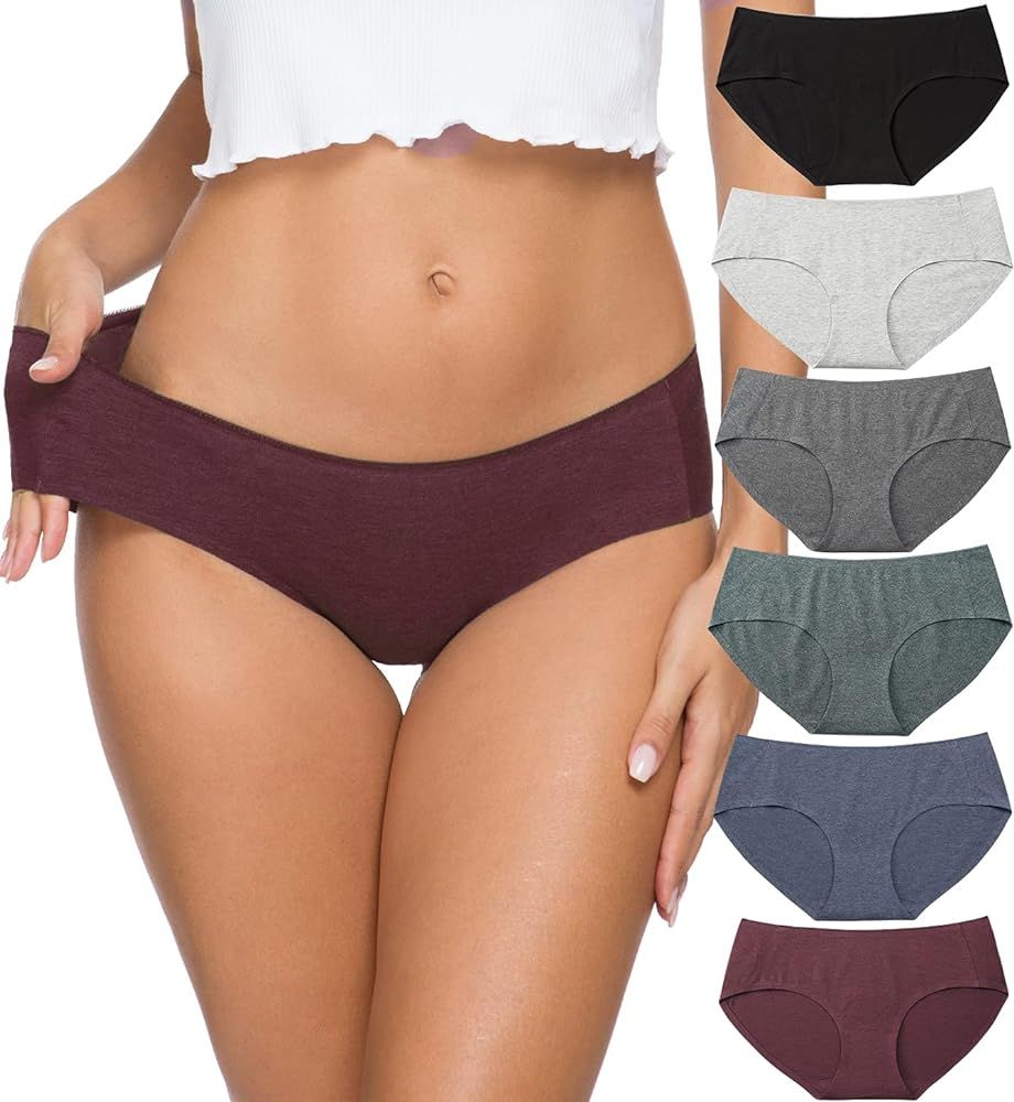 Altheanray Womens Underwear Cotton Underwear for Women Seamless Hipster Bikini Briefs Panties 6 P... | Amazon (US)