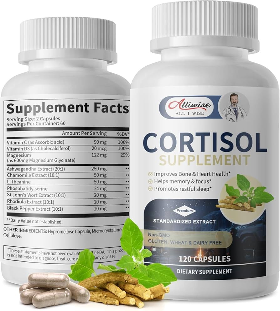 Cortisol Supplements for Women and Men,Cortisol Manager with Magnesium, Ashwagandha,Rhodiola, L-T... | Amazon (US)