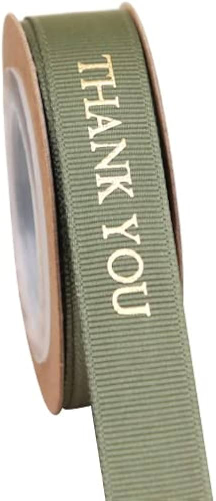 5/8 Inch,10-Yard Spool, Metallic Gold Print Thank You, Grosgrain Ribbon,for Christmas,Birthday, W... | Amazon (US)