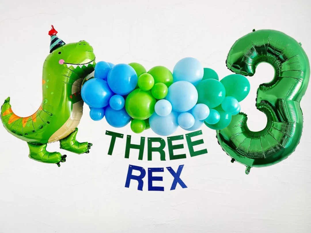 Three Rex Birthday Party | Dinosaur Balloons | Third Birthday Party Decor | T-Rex Party Props | D... | Etsy (US)
