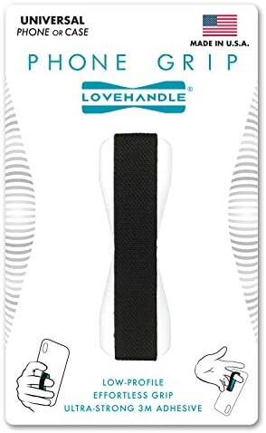 LOVEHANDLE Phone Grip for Most Smartphones and Mini Tablets, Black Elastic Strap with White Base, LH | Amazon (US)