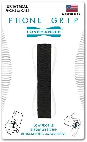LOVEHANDLE Phone Grip for Most Smartphones and Mini Tablets, Black Elastic Strap with White Base, LH | Amazon (US)