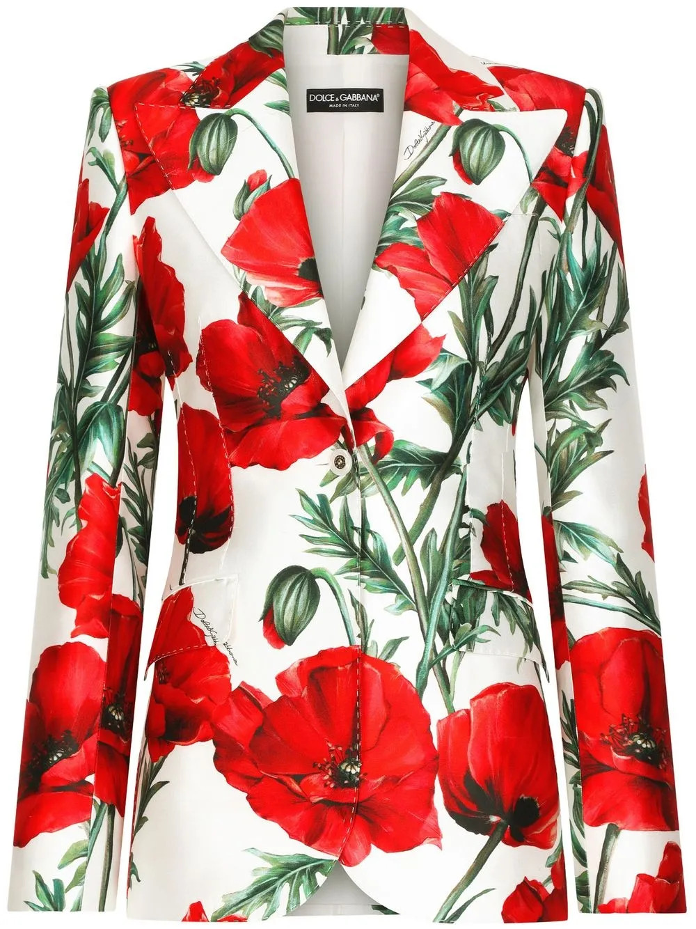 poppy-print double-breasted blazer | Farfetch Global
