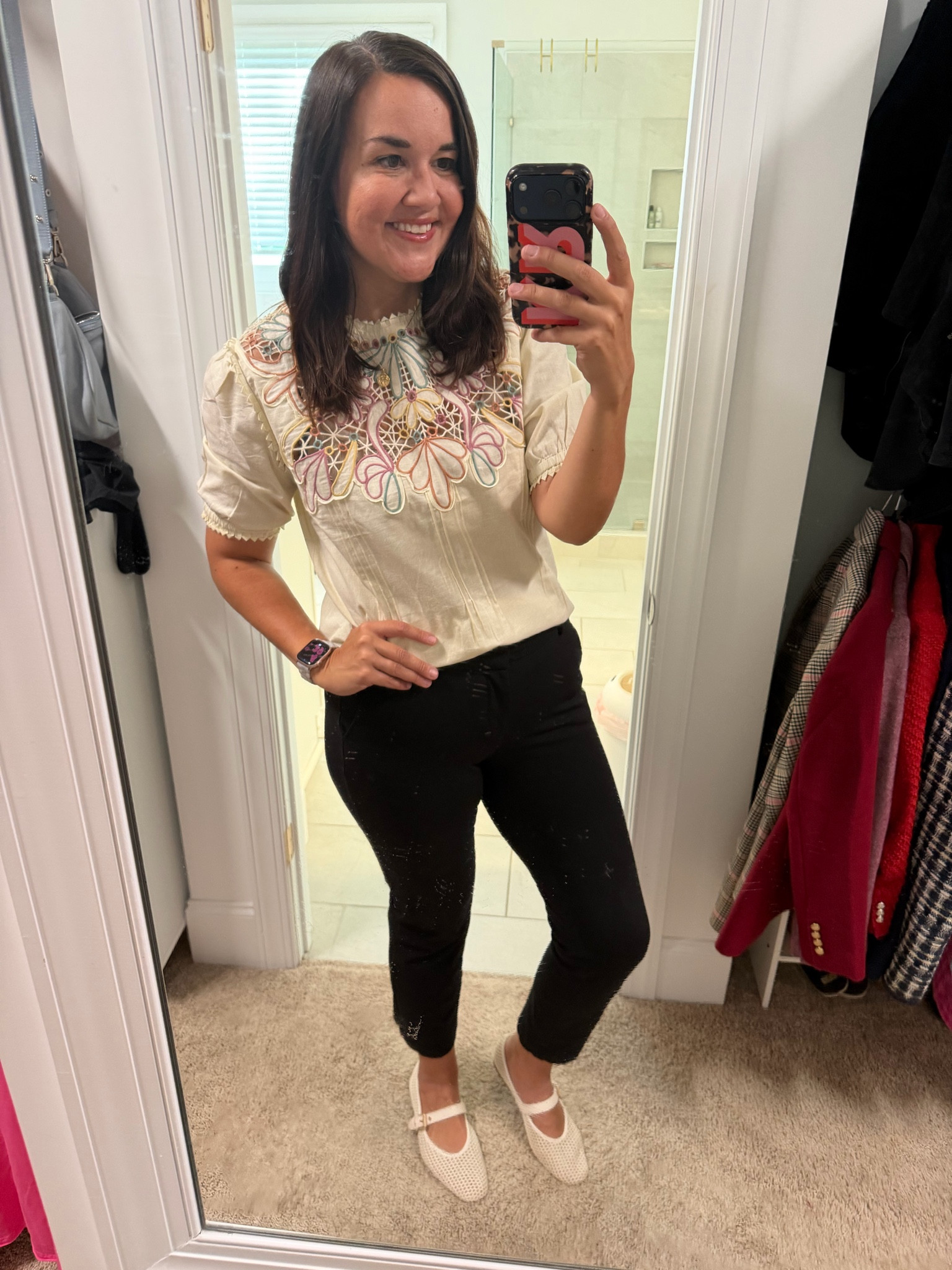 Love the details on this Farm Rio cutout embroidery blouse that I rented from Nuuly! 

#LTKdayinmylife #LTKmomlife #LTKootd